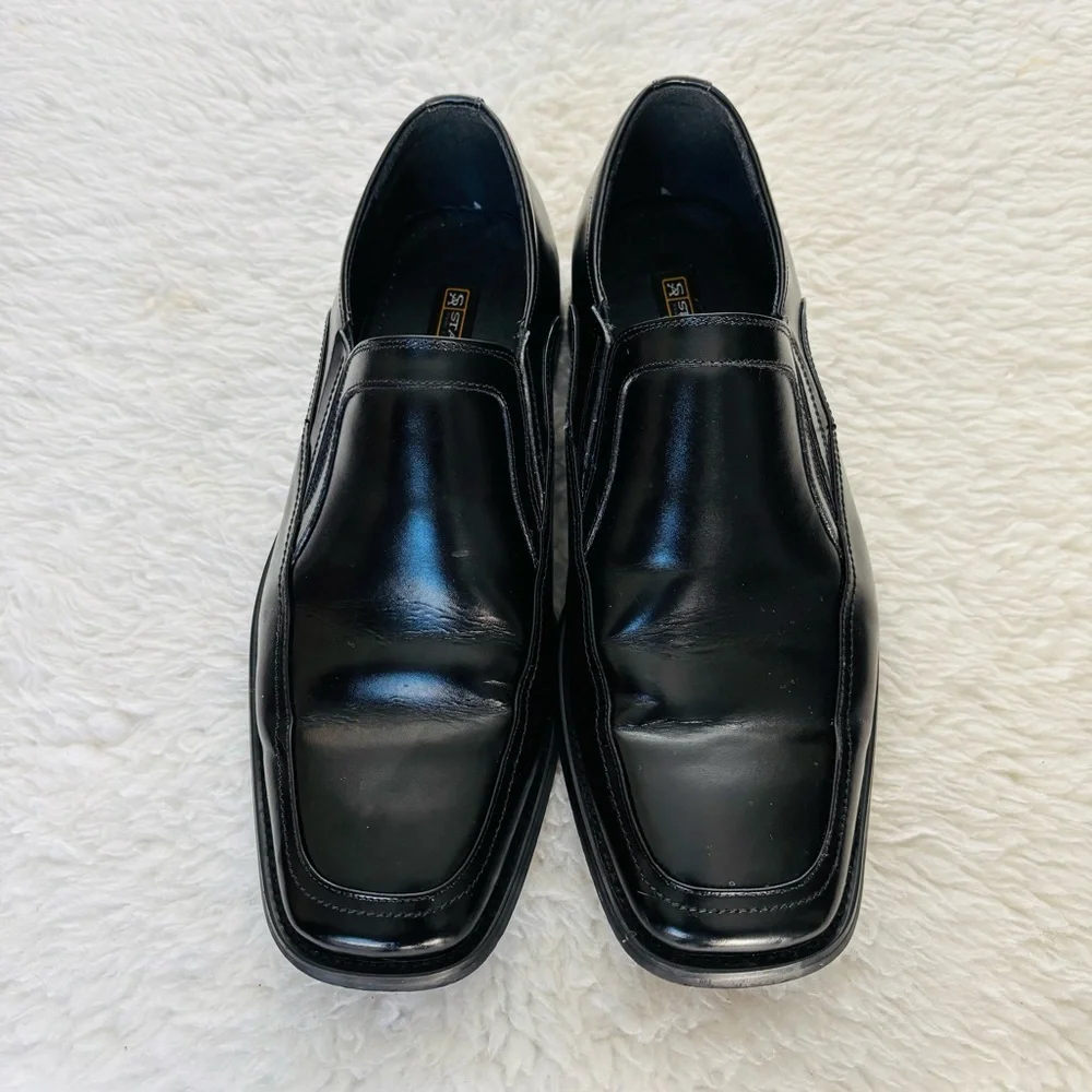 Stacy Adams Black Leather Slides On Dress Shoes size 11 W
